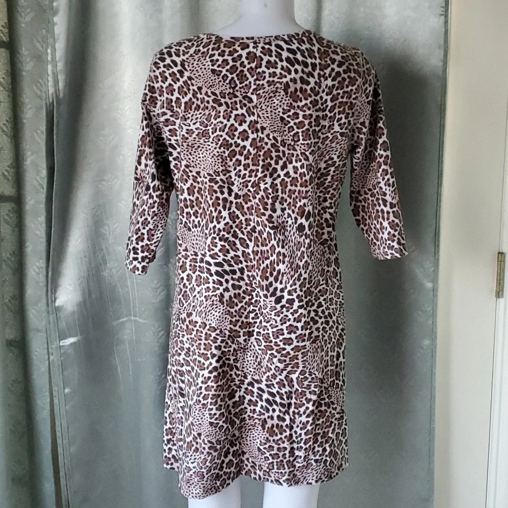 Tyler Boe Alexa Womens Pink Leopard Animal Print A Line Dress Cotton size Small - Picture 4 of 4